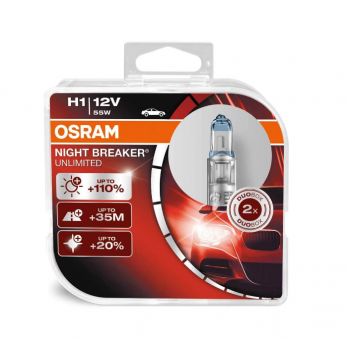 Автолампа галогенная Osram H1 Night Breaker +110% 12V 55W 2шт 64150NBU-HCB Автолампа галогенная Osram H1 Night Breaker +110% 12V 55W 2шт 64150NBU-HCB
