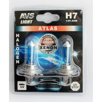Лампа галогенная AVS ATLAS H7 5000K 12V 55W 2шт. A78570S