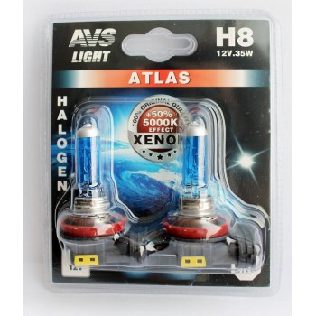 Лампа галогенная AVS ATLAS H8 5000K 12V 35W 2шт. A78571S