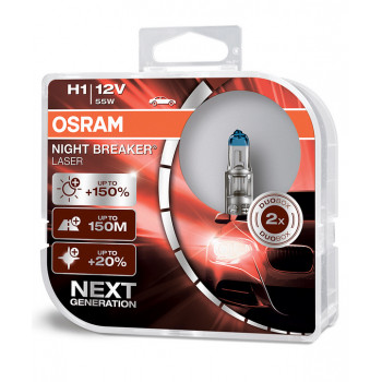 Автолампа галогенная Osram H1 Night Breaker Laser Next Generation +150% 64150NL-HCB