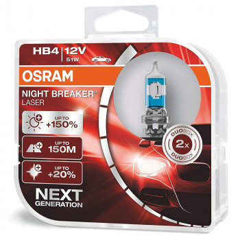 Галогенная лампа OSRAM Night Breaker Laser +150% HB4 12V 51W P22d 9006NL-HCB