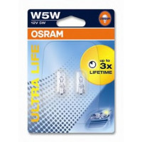 Лампа OSRAM  W5W  стеклянный цоколь Ultra Life 12V 2шт 2825ULT-02B 