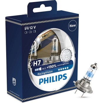 Лампа галогенная PHILIPS RacingVision +150% H7 12V 55W (PX26d), 2 шт.   12972RVS2
