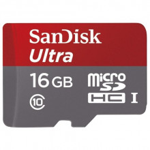  Карта microSDHC 16 Gb SanDisk class 10 (адаптер SD)